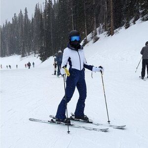 Women’s Obermeyer Katze Ski Suit Blue & White Size 10
